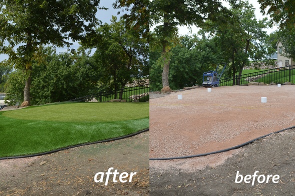 Atlanta backyard putting green before and after