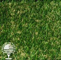 Close-up of spring green artificial grass turf, manufactured in the USA, featuring durable fibers designed for sports fields, playgrounds, and high-traffic landscape applications by Southwest Greens.