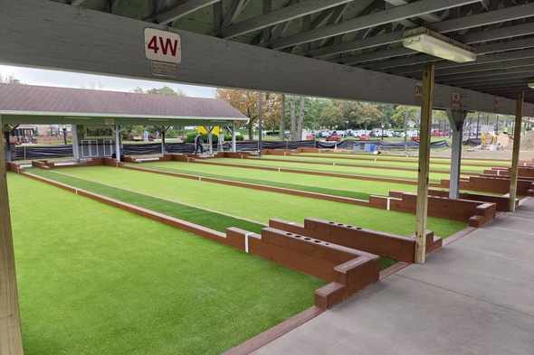 Atlanta Bocce Ball Game using artificial grass